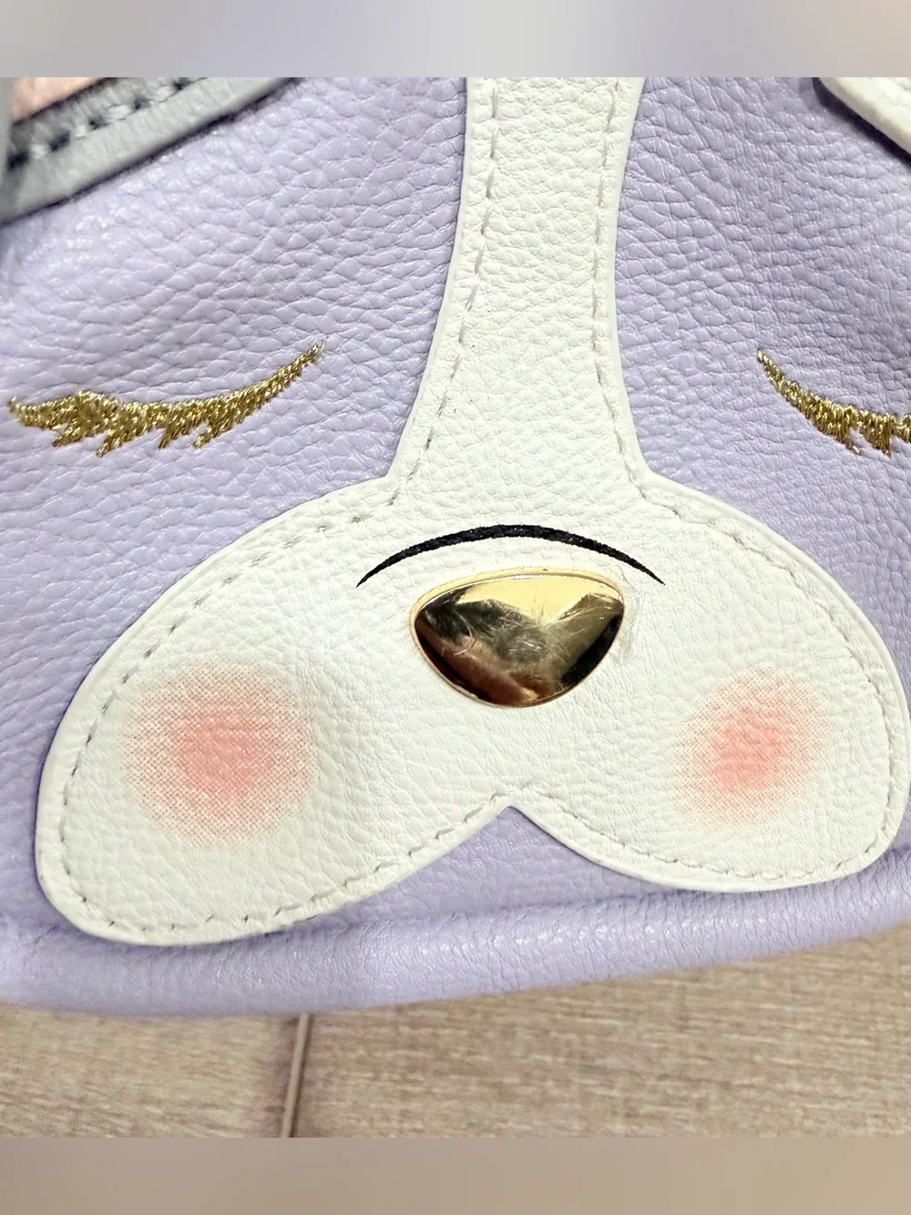 Betsey Johnson Mini Dog Backpack Lilac Lavender Floral Lining 8.5x6 Bag Gold Zip